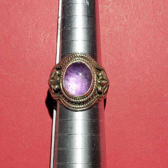 Vintage 925 Purple Amethyst Boho Ring - Picture 2 of 6